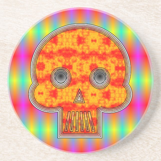 Färglös robot Skull på regnbåge Underlägg Sandsten (Framsidan)