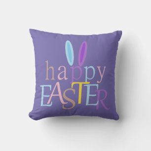 Färglös Roligt Bunny Glad påsk på Lila Kudde