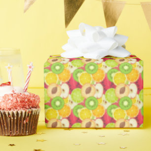 Färglös Roligt Fruit Mönster Presentpapper