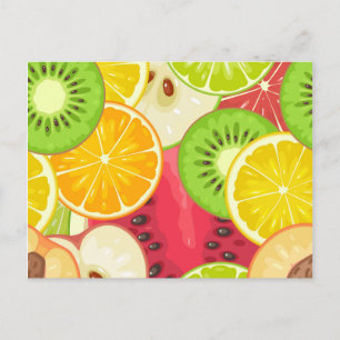 Färglös Roligt Fruit Mönster Vykort
