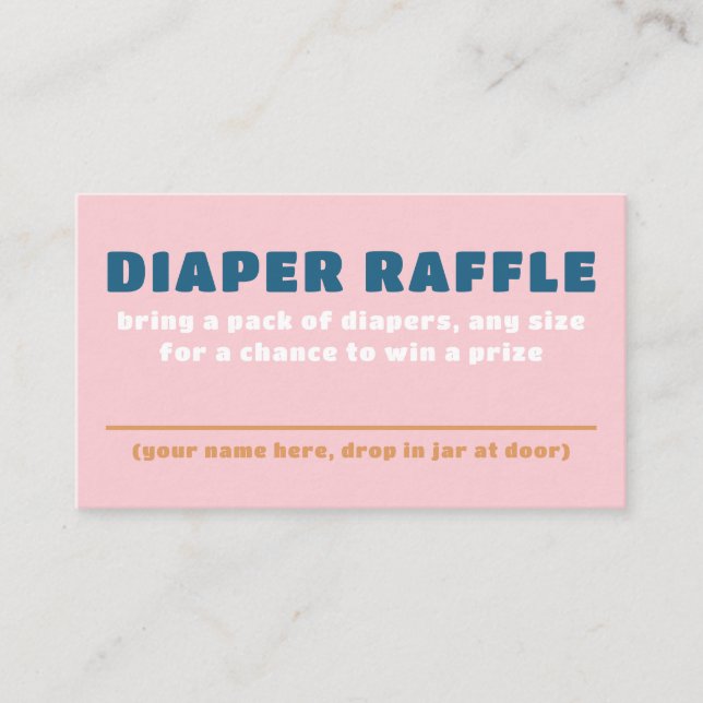 Färglös Roligt Kön Neutral Baby Diaper Raffle Visitkort (Framsida)