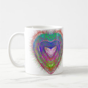 Färglös roligt neon Graffiti gnikling hjärtdesign Kaffemugg
