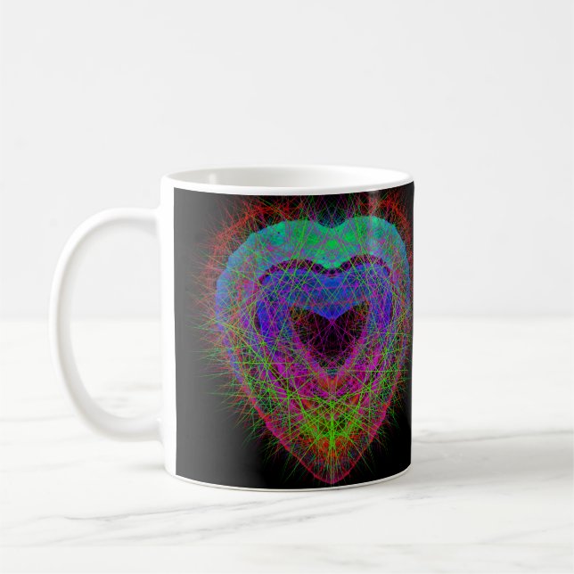 Färglös roligt neon Graffiti gnikling hjärtdesign Kaffemugg (Vänster)