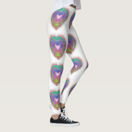 Färglös roligt neon Graffiti gnikling hjärtdesign Leggings