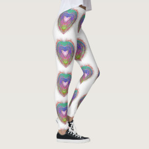 Färglös roligt neon Graffiti gnikling hjärtdesign Leggings