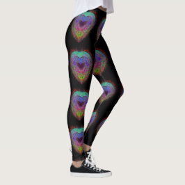 Färglös roligt neon Graffiti gnikling hjärtdesign Leggings