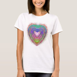 Färglös roligt neon Graffiti gnikling hjärtdesign T Shirt
