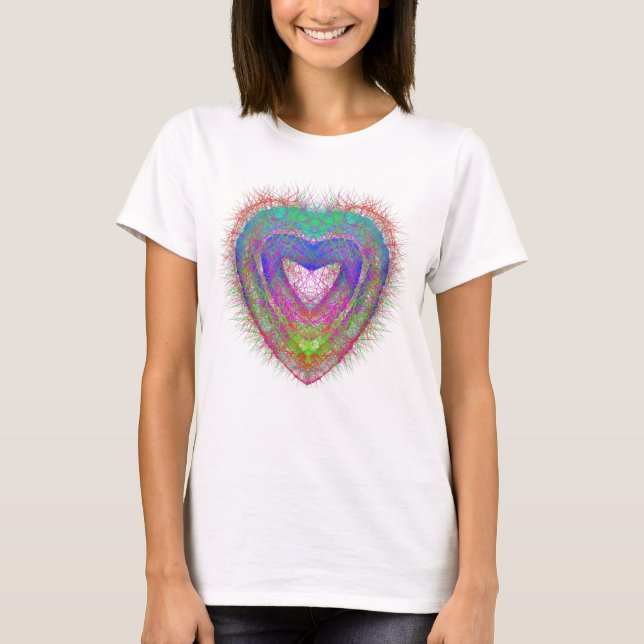 Färglös roligt neon Graffiti gnikling hjärtdesign T Shirt (Framsida)