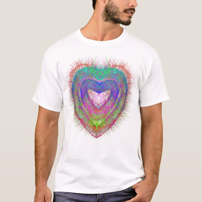 Färglös roligt neon Graffiti gnikling hjärtdesign T Shirt (Framsida)