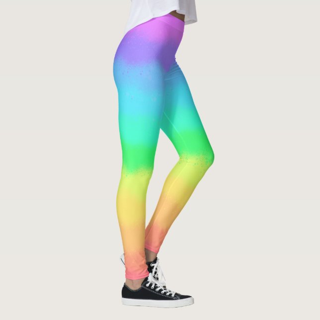 Färglös Roligt Tie Dye Rainbow Yoga Leggings (Höger)