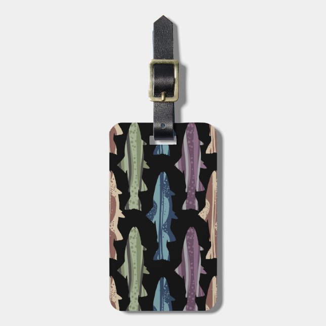 Färglös Roligt Trout Fish Mönster Bagagebricka (Vertikal Framsida)