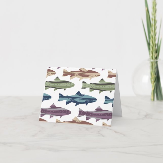 Färglös Roligt Trout Fish Mönster Tack Kort (Framsida)