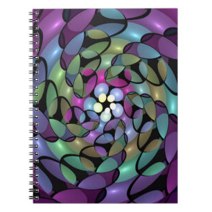 Färglös Rörelser Abstrakt Trippy Fractal Art Anteckningsbok