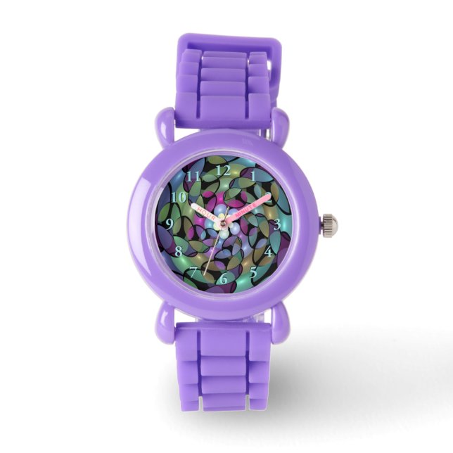 Färglös Rörelser Abstrakt Trippy Fractal Art Armbandsur (Framsida)