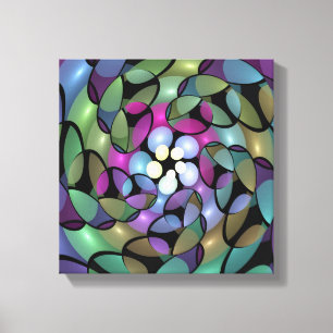 Färglös Rörelser Abstrakt Trippy Fractal Art Canvastryck