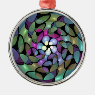 Färglös Rörelser Abstrakt Trippy Fractal Art Julgransprydnad Metall