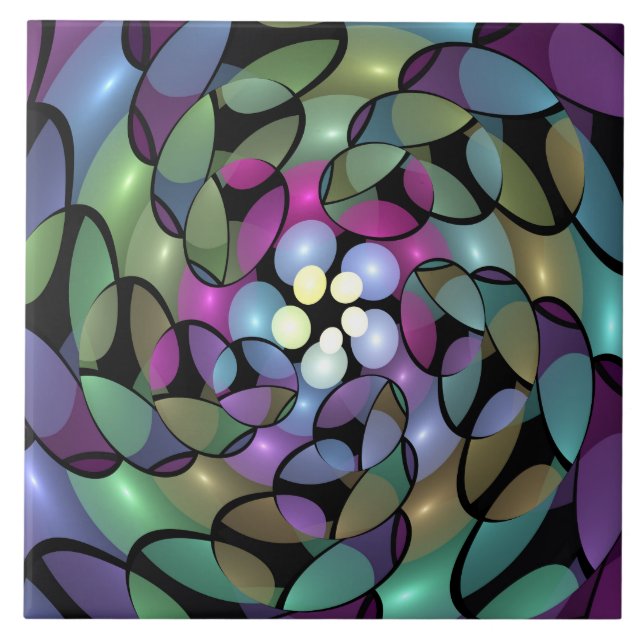 Färglös Rörelser Abstrakt Trippy Fractal Art Kakelplatta (Framsidan)