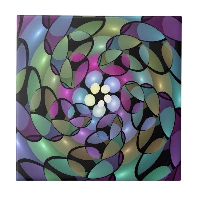 Färglös Rörelser Abstrakt Trippy Fractal Art Kakelplatta (Framsidan)