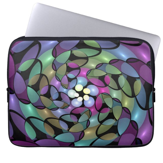 Färglös Rörelser Abstrakt Trippy Fractal Art Laptop Fodral (Framsidan)