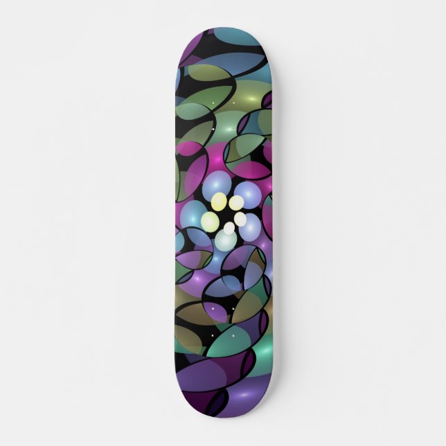 Färglös Rörelser Abstrakt Trippy Fractal Art Mini Skateboard Bräda 18,5 Cm (Framsida)
