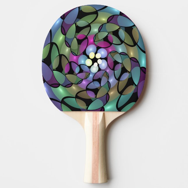 Färglös Rörelser Abstrakt Trippy Fractal Art Pingisracket (Framsidan)