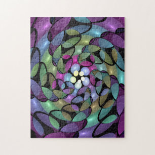 Färglös Rörelser Abstrakt Trippy Fractal Art Pussel
