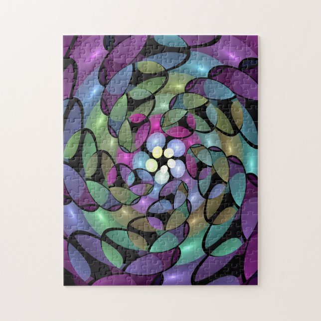 Färglös Rörelser Abstrakt Trippy Fractal Art Pussel (Vertikal)