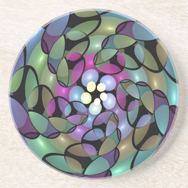 Färglös Rörelser Abstrakt Trippy Fractal Art Underlägg (Framsidan)