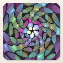 Färglös Rörelser Abstrakt Trippy Fractal Art Underlägg Papper Kvadrat