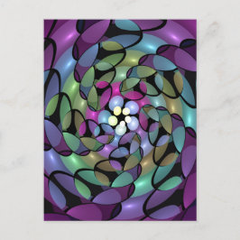 Färglös Rörelser Abstrakt Trippy Fractal Art Vykort