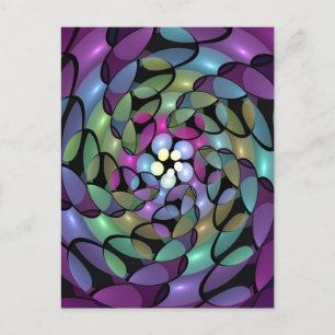 Färglös Rörelser Abstrakt Trippy Fractal Art Vykort