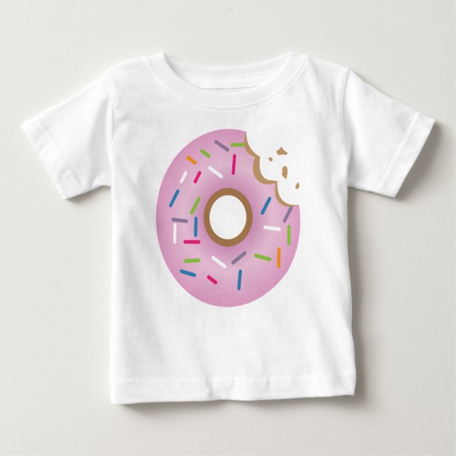 Färglös Rosa Bitten Sprinkles Donut T Shirt (Framsida)