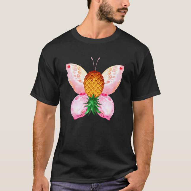 Färglös Rosa Butterfly Women Swinger upp och ned T Shirt (Framsida)