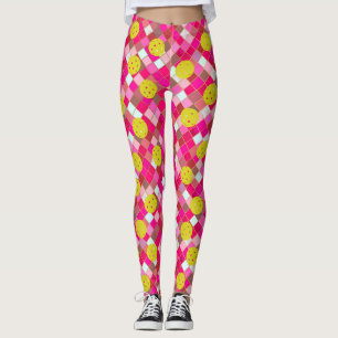 Färglös Rosa Geometric Diamond Roligt Pickleball Leggings