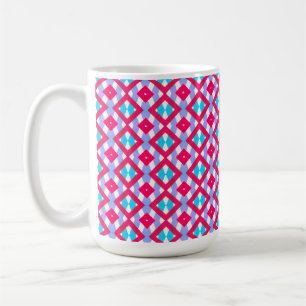 Färglös rosa, lila och blå mugg