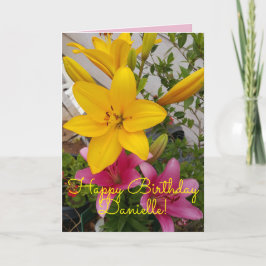 Färglös Rosa Lily blommigt Blommor Birthday Card Kort