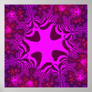 Färglös Rosa och Lila Fractal Poster