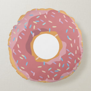 Färglös Rosa Pastel Donuts & Sprinkles Mönster Rund Kudde