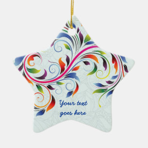 Färglös rulla löv, blek blå blommigt, ornament