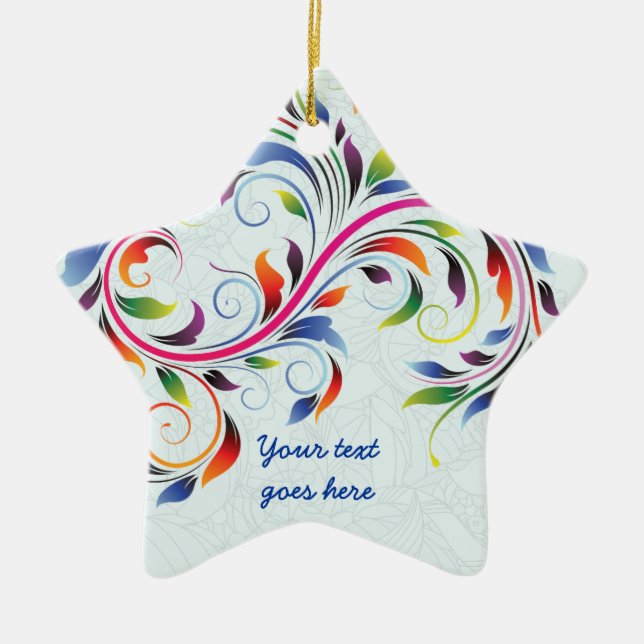 Färglös rulla löv, blek blå blommigt, ornament (Framsidan)