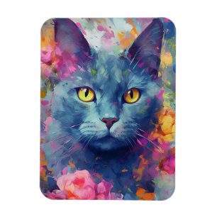 Färglös rysk blå katt magnet