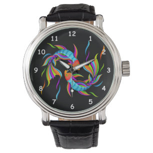 Färglös simmande fisk eller Yin och Yang Symbol Armbandsur