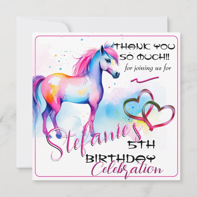 Färglös själ Pony 2 Birthday Tack you Card Kort (Framsida)