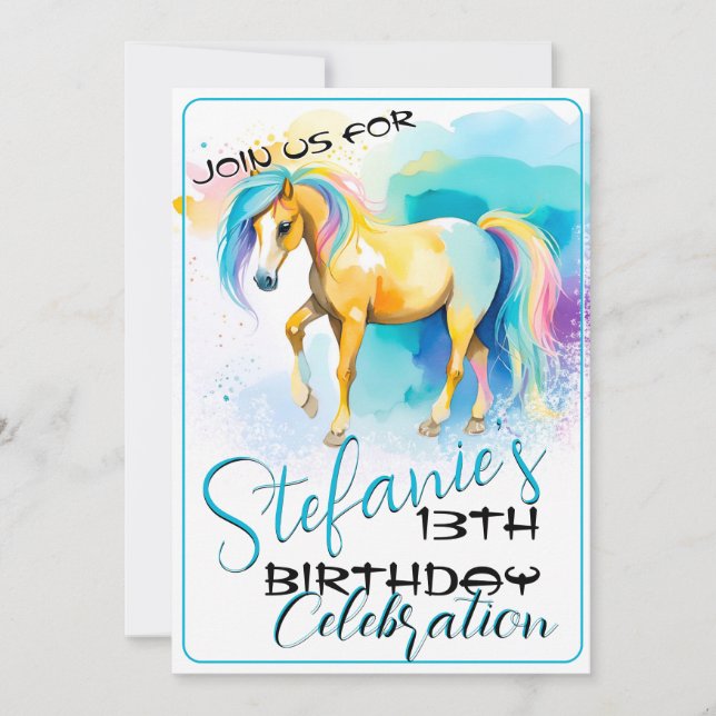 Färglös själ Pony 5 Birthday-inbjudan Inbjudningar (Framsida)