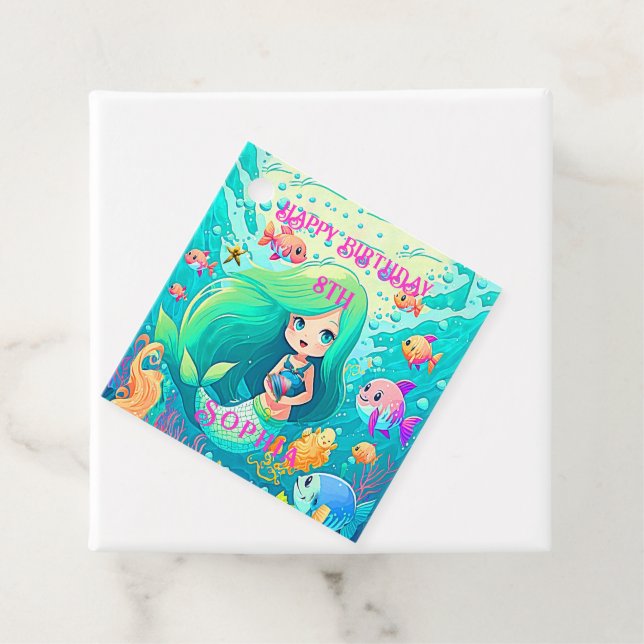 Färglös Sjöjungfru ThLED Grattis på födelsedagen P Gåvor Etiketter (På plats)