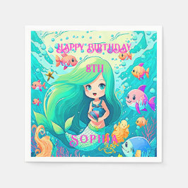Färglös Sjöjungfru ThLED Grattis på födelsedagen P Pappersservett