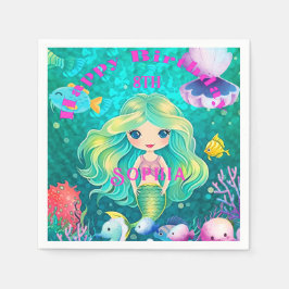 Färglös Sjöjungfru ThLED Grattis på födelsedagen P Pappersservett