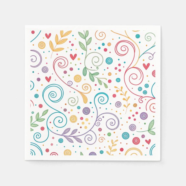 Färglös sjölös Doodle Mönster Pappersservett (Framsidan)