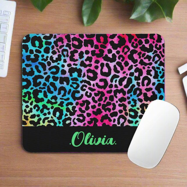 Färglös Snyggt Leopard Struktur Neon Feminin Musmatta (Skapare uppladdad)