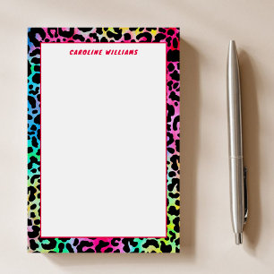 Färglös Snyggt Leopard Struktur Neon Feminin Post-it Block
